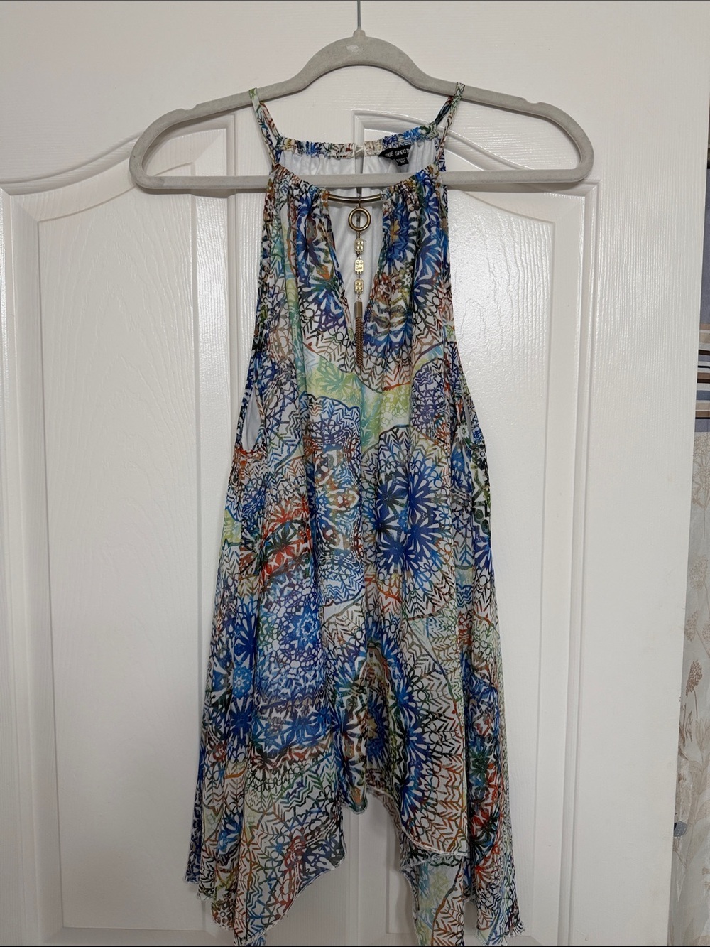 Unique Spectrum Multicolor Halter Camisole - Blue, Green, Orange